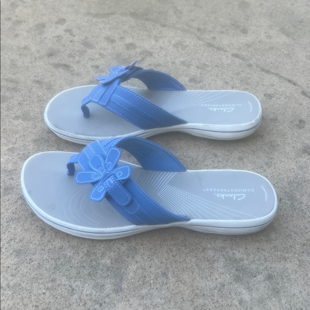 Clarks Breeze Opal Light Blue Cloudstepper Thong Sandal Women's Size 9 - Picture 3 of 7